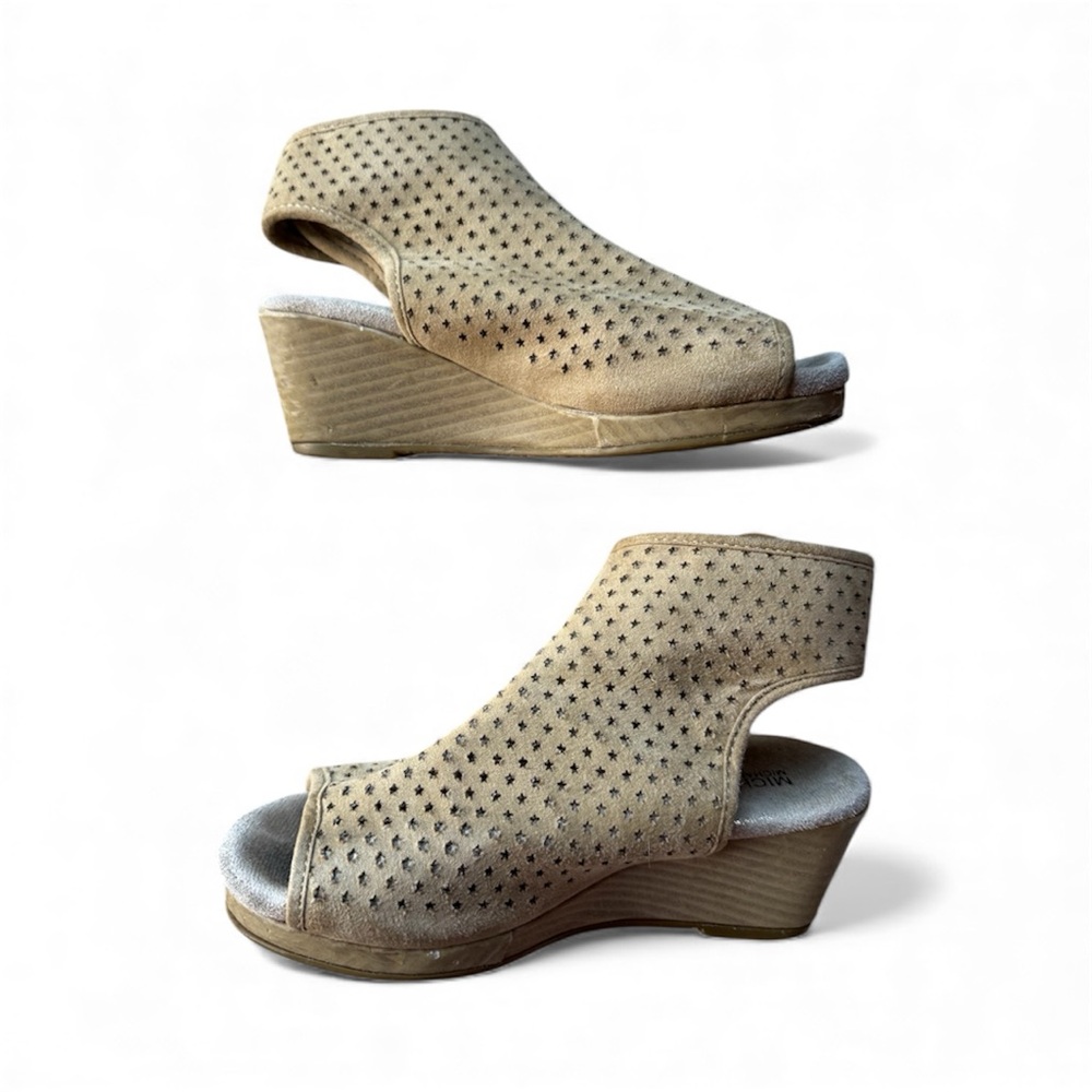 Michael Kors Tan Star Perforated Wedge Shoes